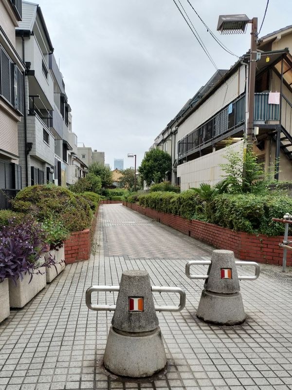 再活用前の景観の参照資料。現実の2023年、慈眼堂橋跡付近の桃園川緑道